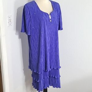 Patra Vibrant Blue Dress with Rhinestones, Tiered at the Bottom, Size 16